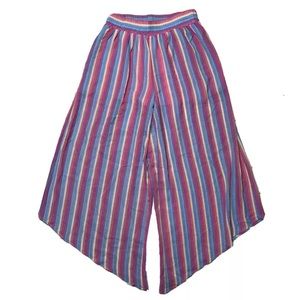 L Love Hippie Wide Leg Rainbow Cropped Semi Sheer Pants